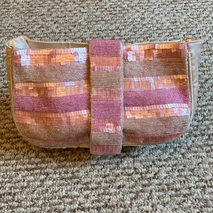 Barbie pink sequins satin clutch purse